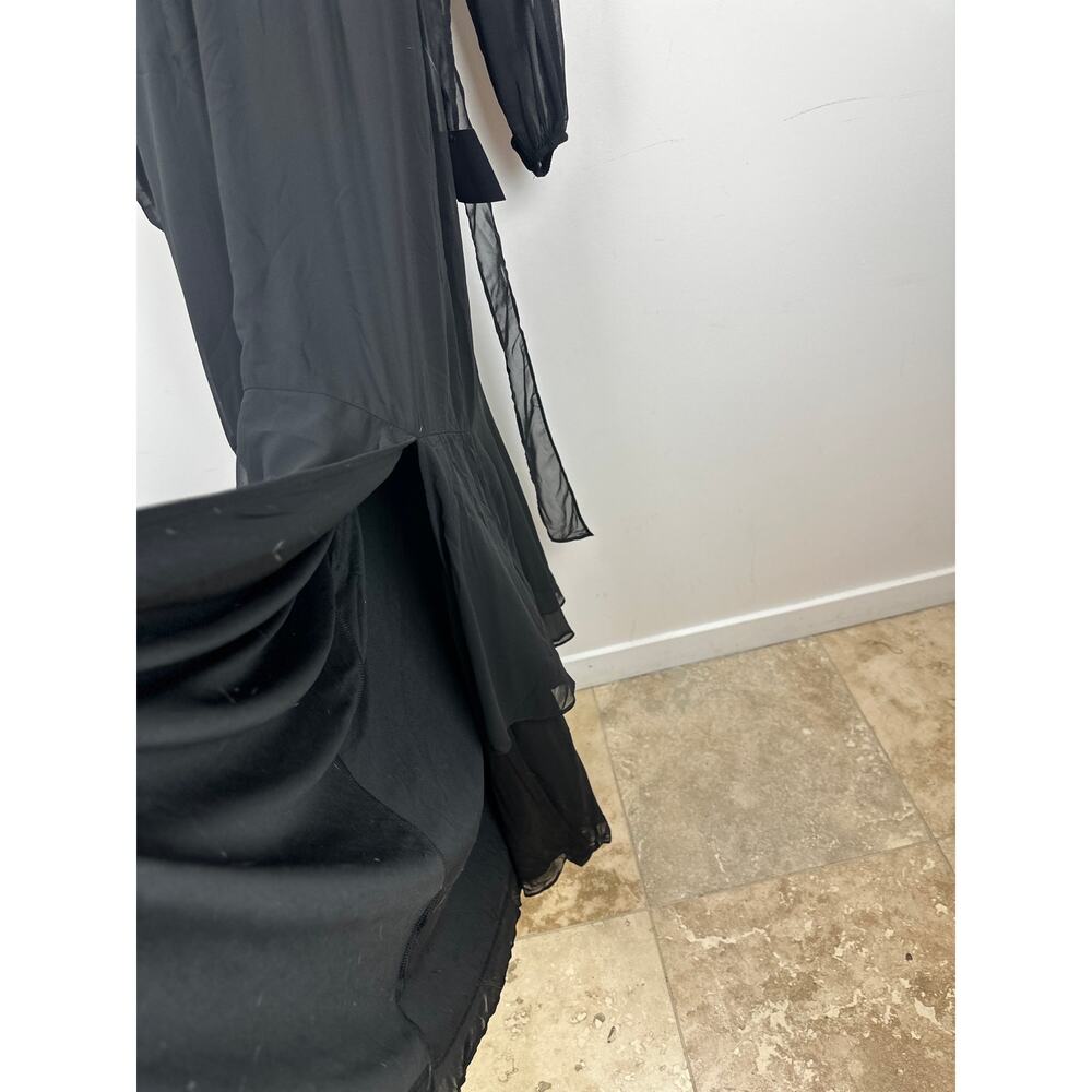 Lulus Tier Elegance Black Long Sleeve Tiered Maxi Dress Chiffon Formal M NWT - Picture 7 of 12